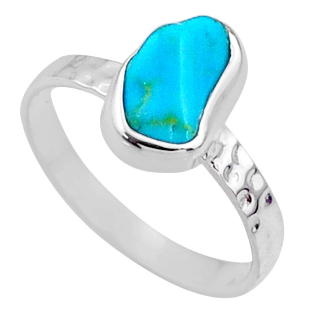 925 silver 4.22cts natural sleeping beauty turquoise raw ring size 8 r65600