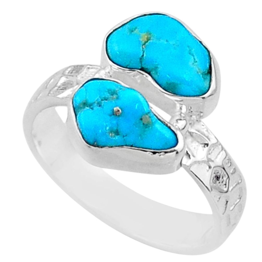 925 silver 10.32cts natural sleeping beauty turquoise rough ring size 8 r65630