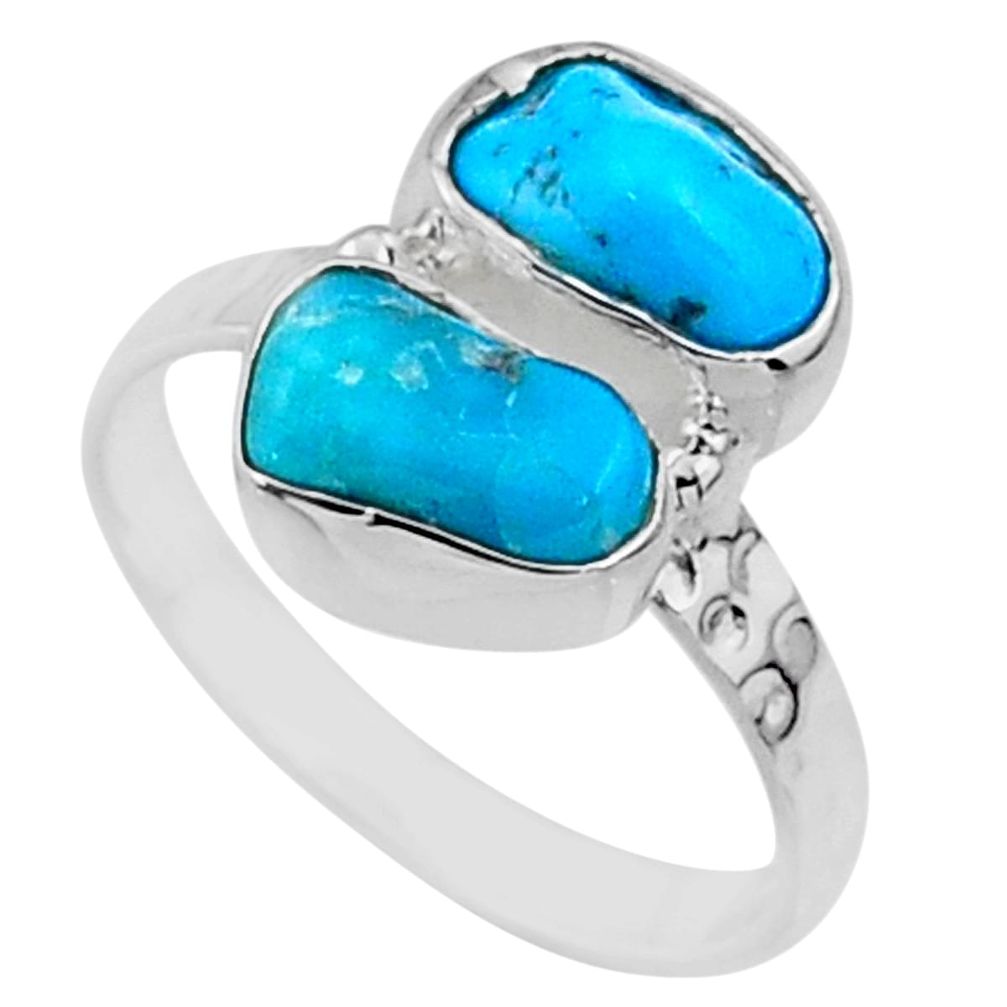 925 silver 7.91cts natural sleeping beauty turquoise raw ring size 8 r65640