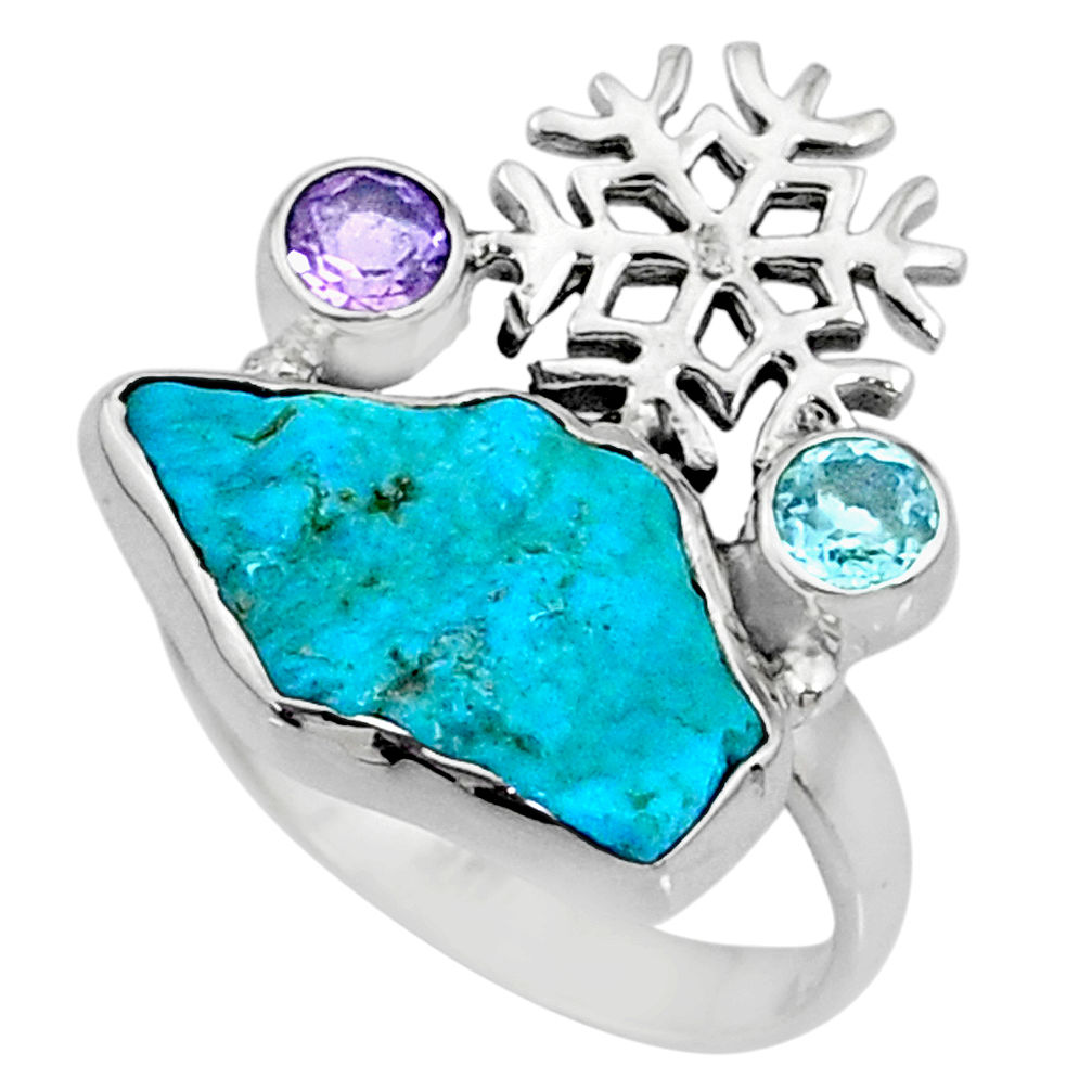 925 silver 7.97cts natural sleeping beauty turquoise raw ring size 8 r73356