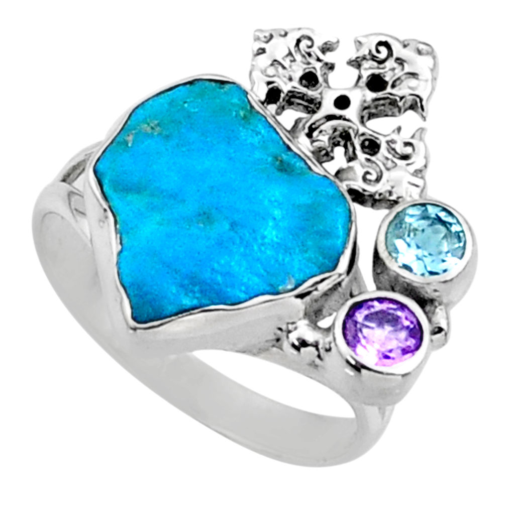 925 silver 7.53cts natural sleeping beauty turquoise raw ring size 9 r66684