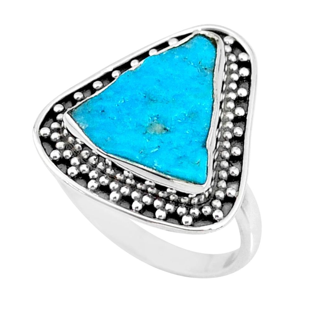 925 silver natural sleeping beauty turquoise raw solitaire ring size 8 r73477