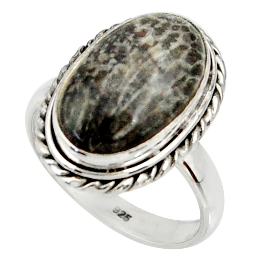 925 silver natural stingray coral from alaska oval solitaire ring size 8 r28064