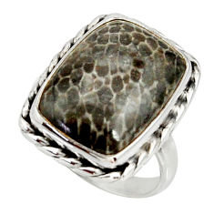 925 silver natural stingray coral from alaska solitaire ring size 8.5 r28069