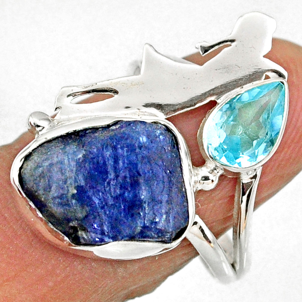 925 silver 8.53cts natural tanzanite rough ballet dance charm ring size 7 r61924