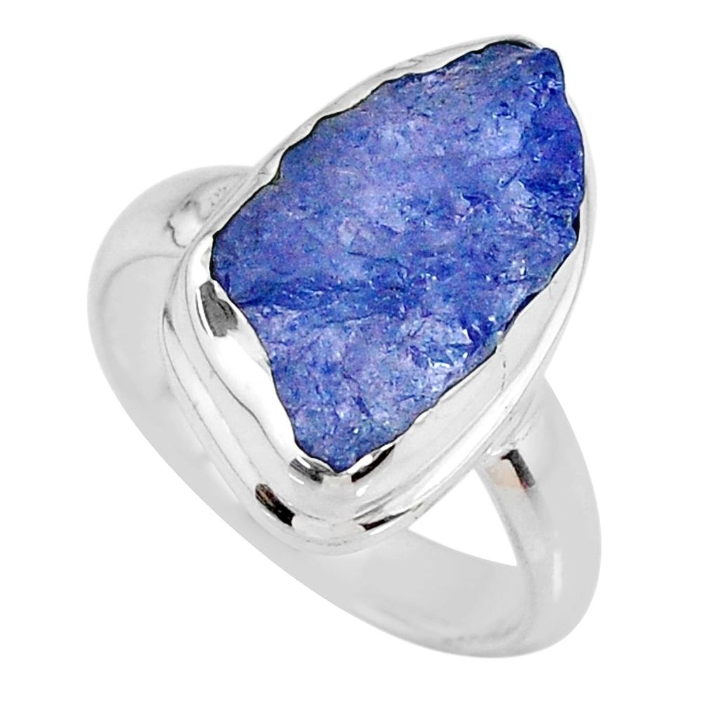 925 silver 6.33cts natural tanzanite rough fancy solitaire ring size 6.5 r61829