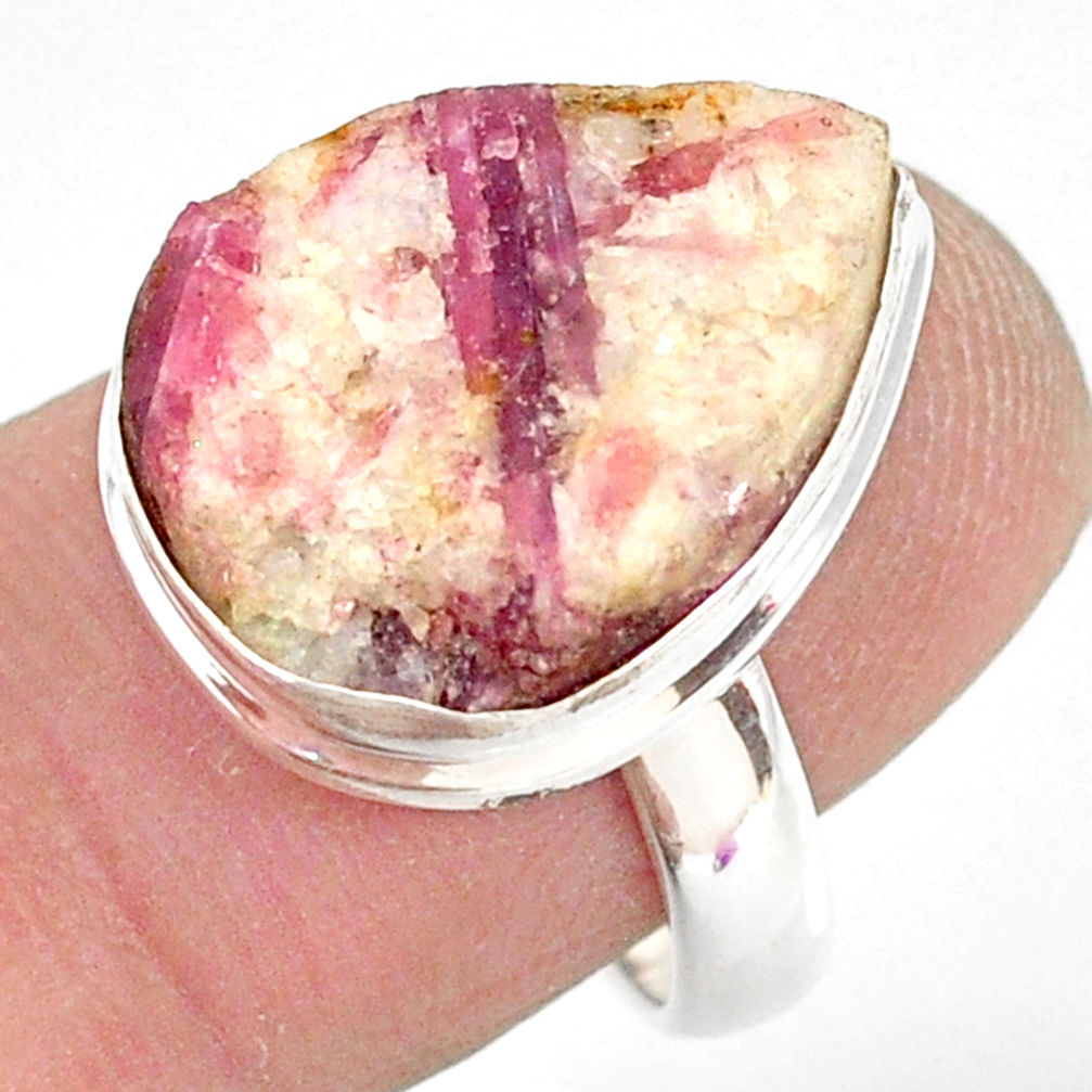 Clearance Sale- 925 silver 14.72cts natural tourmaline in quartz solitaire ring size 7 r85760