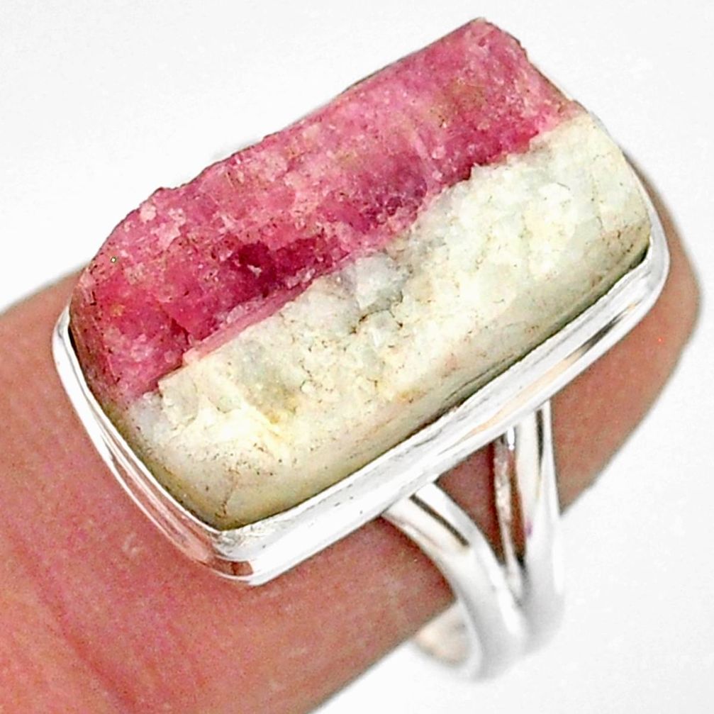 925 silver 12.89cts natural tourmaline in quartz solitaire ring size 8 r85769