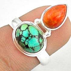 925 silver 6.43cts natural turquoise tibetan mojave turquoise ring size 6 u27396