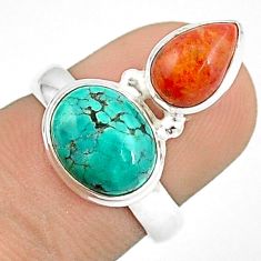 925 silver 5.64cts natural turquoise tibetan mojave turquoise ring size 6 u27407