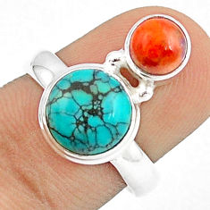 Clearance Sale- 925 silver 5.50cts natural turquoise tibetan mojave turquoise ring size 7 u27365