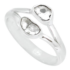 925 silver 1.22cts natural uncut diamond flat (polki) fancy ring size 7 u93514