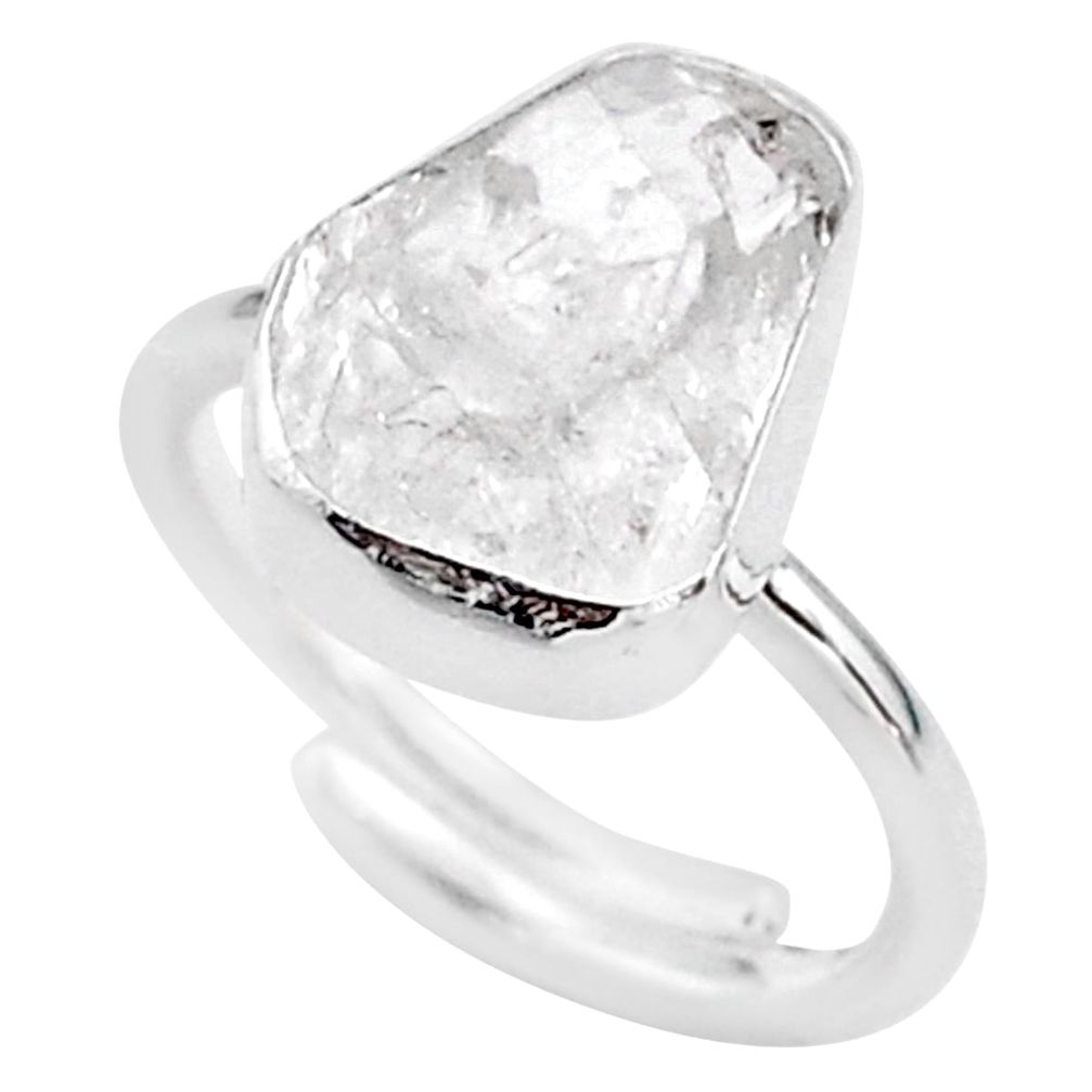 925 silver 5.64cts natural white herkimer diamond adjustable ring size 6 t49011