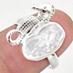 925 silver 6.43cts natural white herkimer diamond seahorse ring size 8 u41923