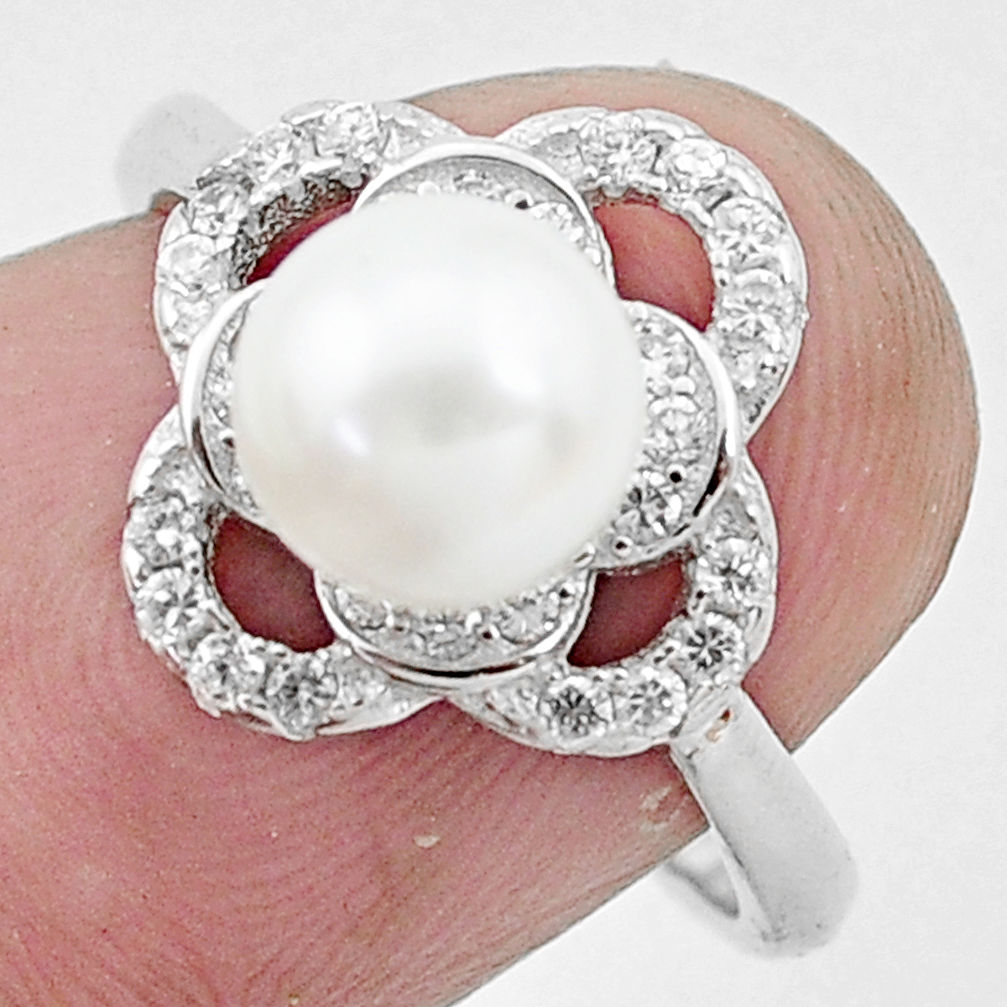 925 silver 3.59cts natural white pearl topaz solitaire ring size 7 c25008