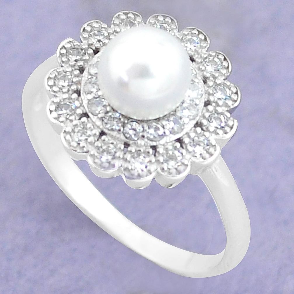 925 silver 2.93cts natural white pearl topaz solitaire ring size 7 c25300