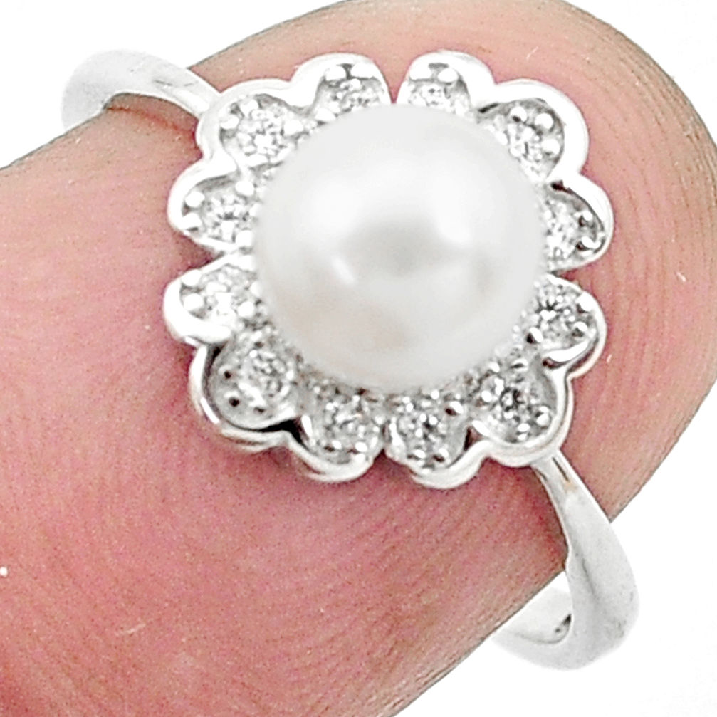 925 silver 2.76cts natural white pearl topaz solitaire ring size 7 c25349