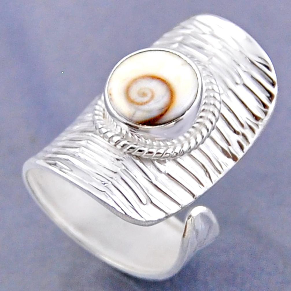 925 silver 4.60cts natural white shiva eye round adjustable ring size 6 r54774