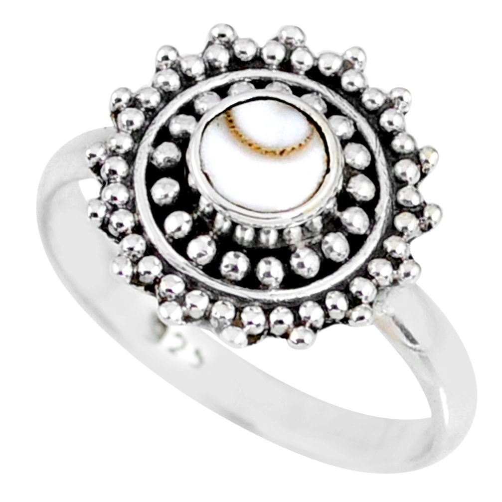 925 silver 0.91cts natural white shiva eye round solitaire ring size 7.5 r58169