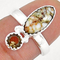 925 silver 5.24cts natural wild horse magnesite smoky topaz ring size 6 u83992