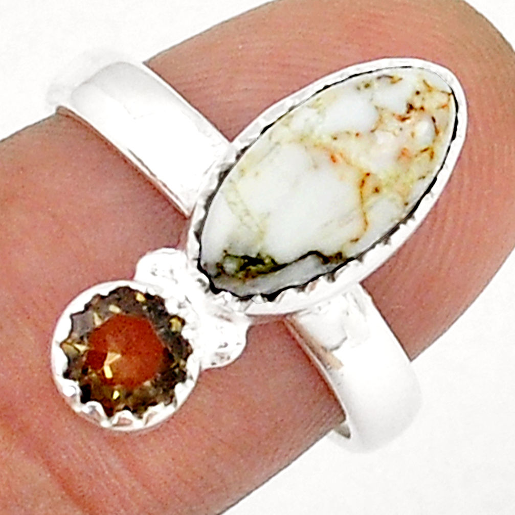925 silver 5.79cts natural wild horse magnesite smoky topaz ring size 7 u83997