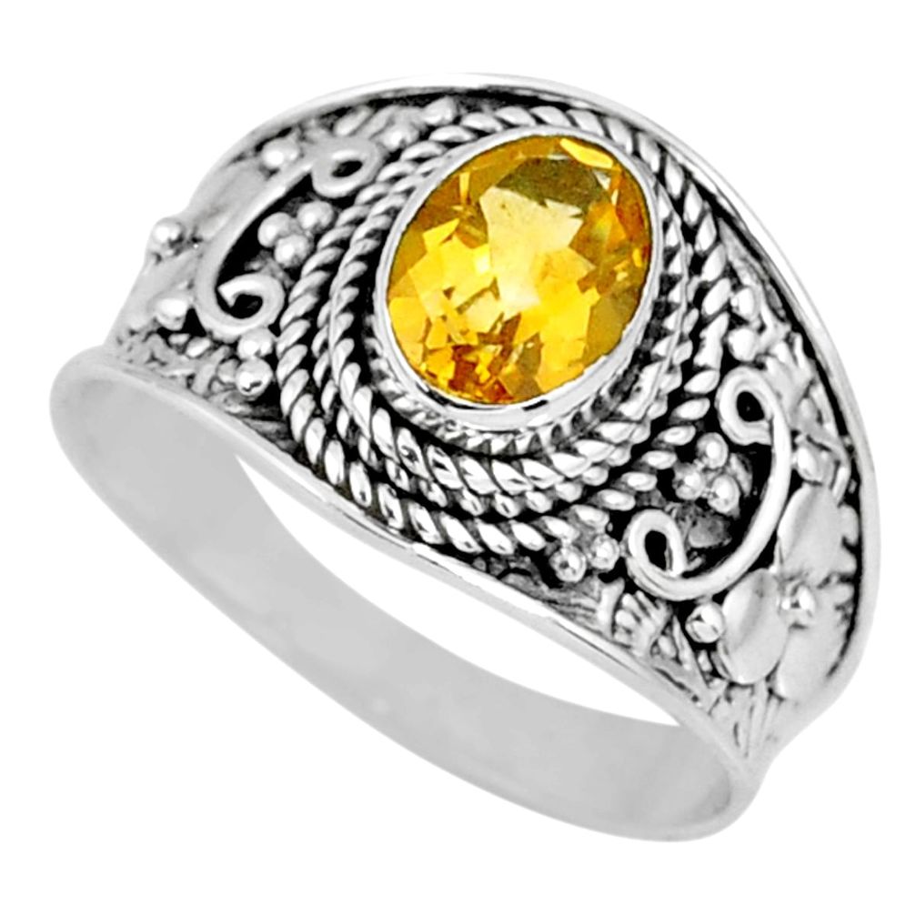 925 silver 2.05cts natural yellow citrine oval solitaire ring size 8.5 r58627