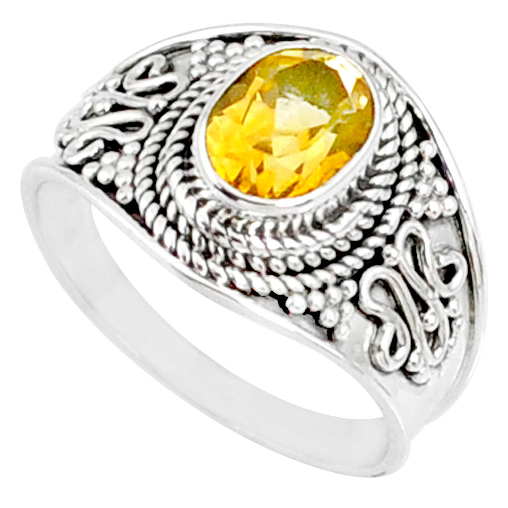 925 silver 2.05cts natural yellow citrine oval solitaire ring size 7.5 r68984
