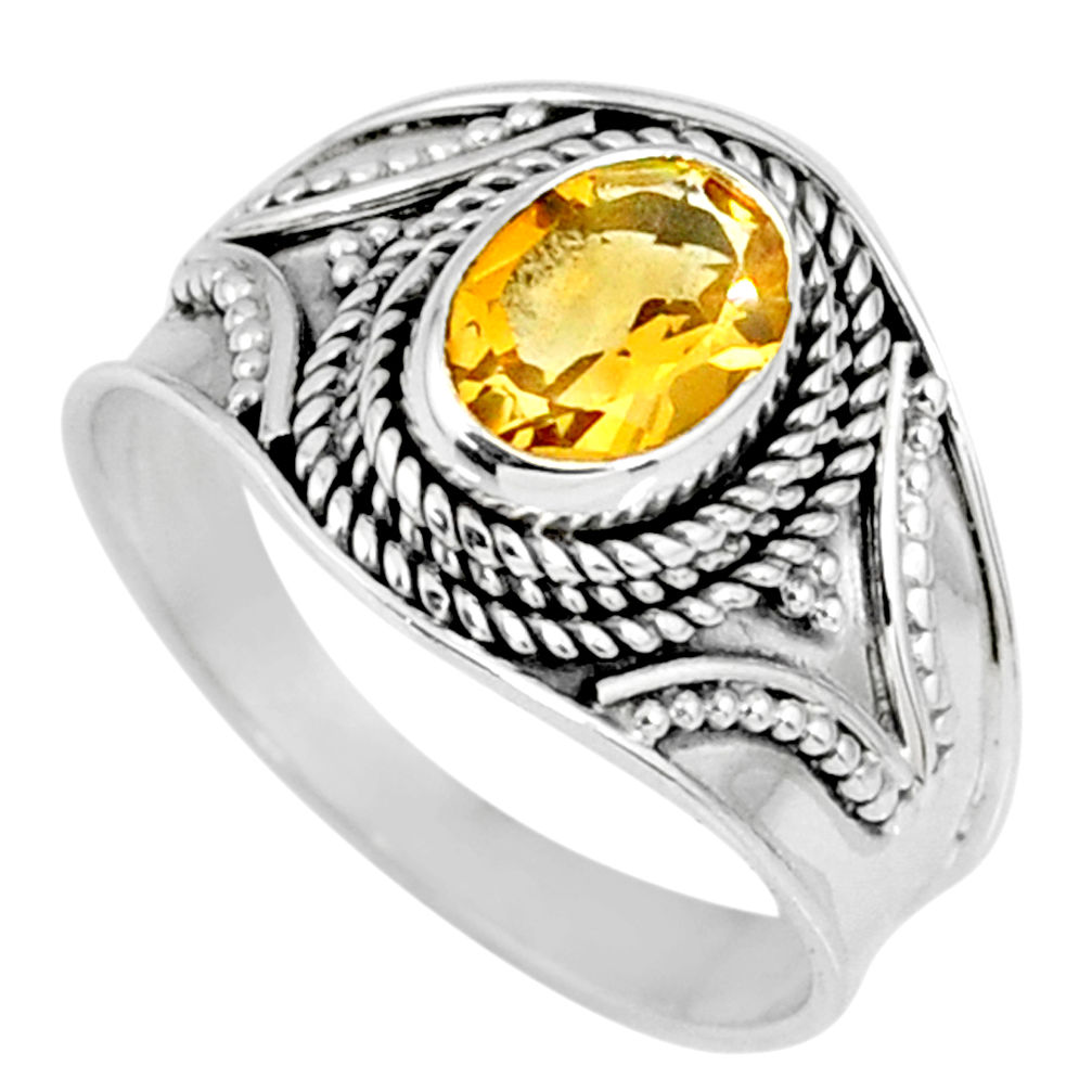 925 silver 1.81cts natural yellow citrine oval solitaire ring size 8 r58632