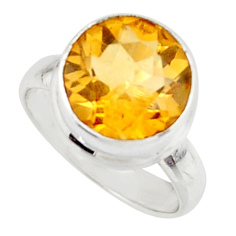 925 silver 6.32cts natural yellow citrine solitaire ring jewelry size 5.5 r48084