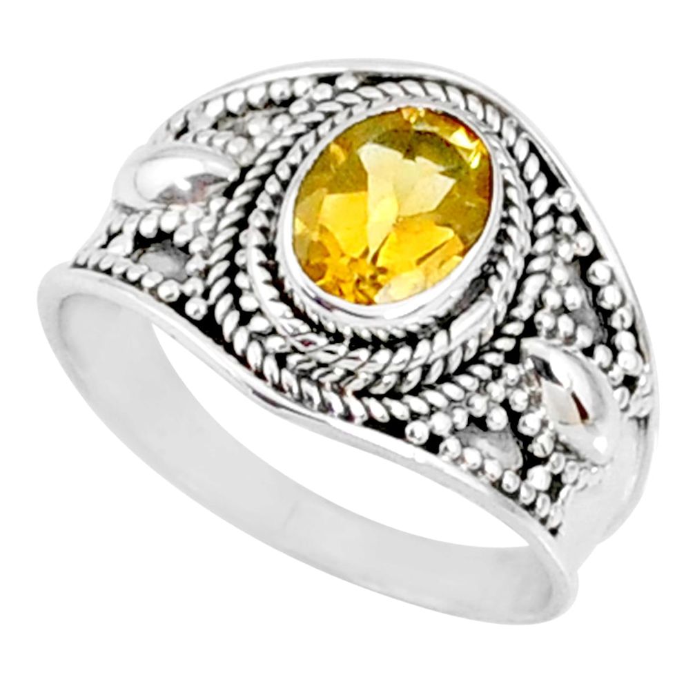 925 silver 2.11cts natural yellow citrine solitaire ring jewelry size 8.5 r68992