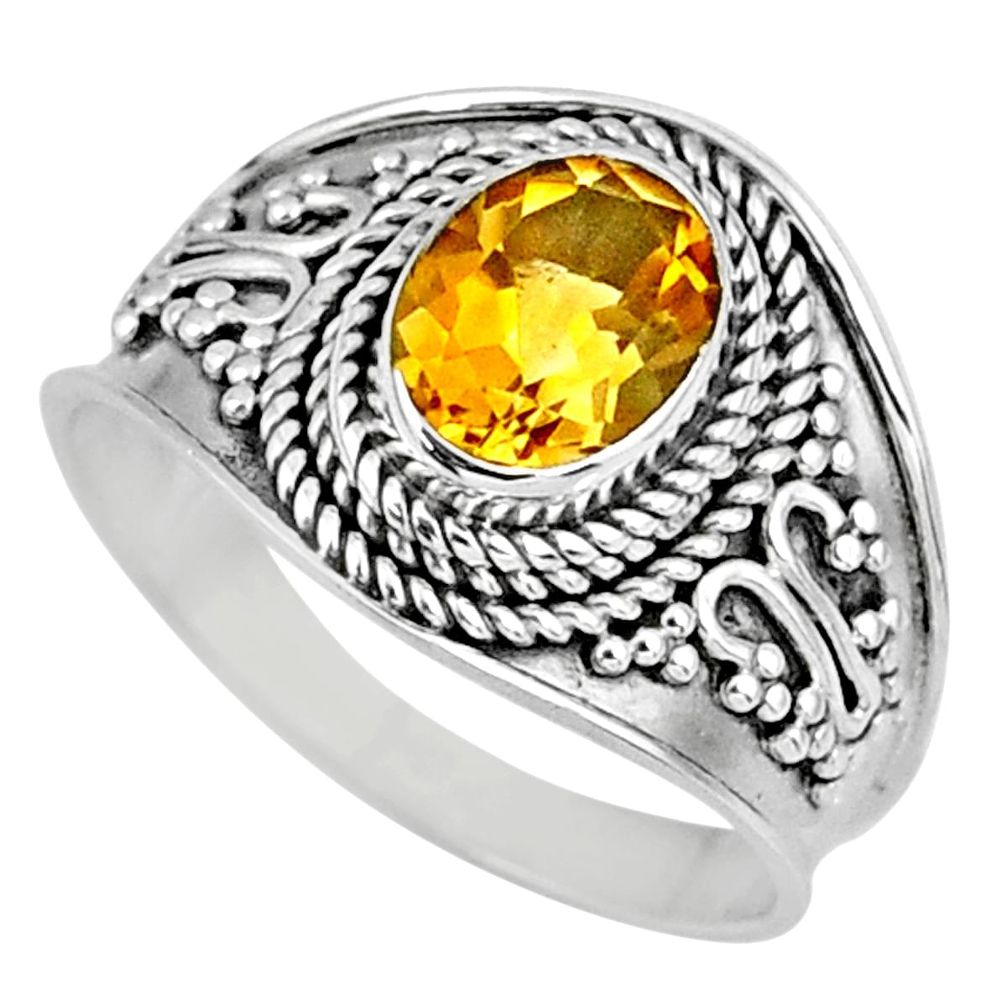 925 silver 1.96cts natural yellow citrine solitaire ring jewelry size 9 r58030