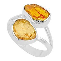 925 silver 8.26cts natural yellow tourmaline rough ring jewelry size 8 u26660