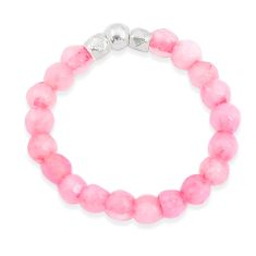 925 silver 2.83cts pink rose quartz adjustable beads ring size 9 u30383