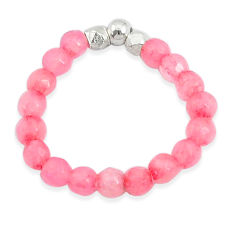 925 silver 2.65cts pink rose quartz quartz adjustable beads ring size 6 u30366