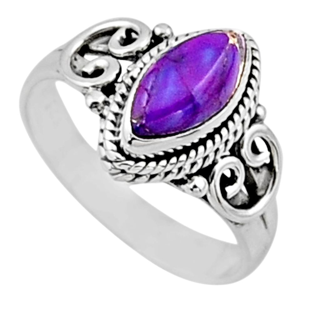 925 silver 2.08cts purple copper turquoise solitaire ring jewelry size 7 r54449