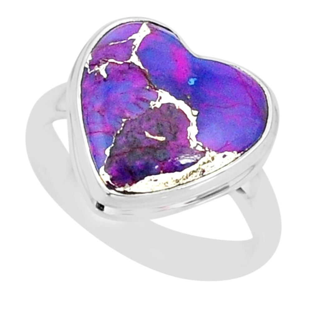 925 silver 8.31cts purple copper turquoise solitaire ring jewelry size 8 r84700