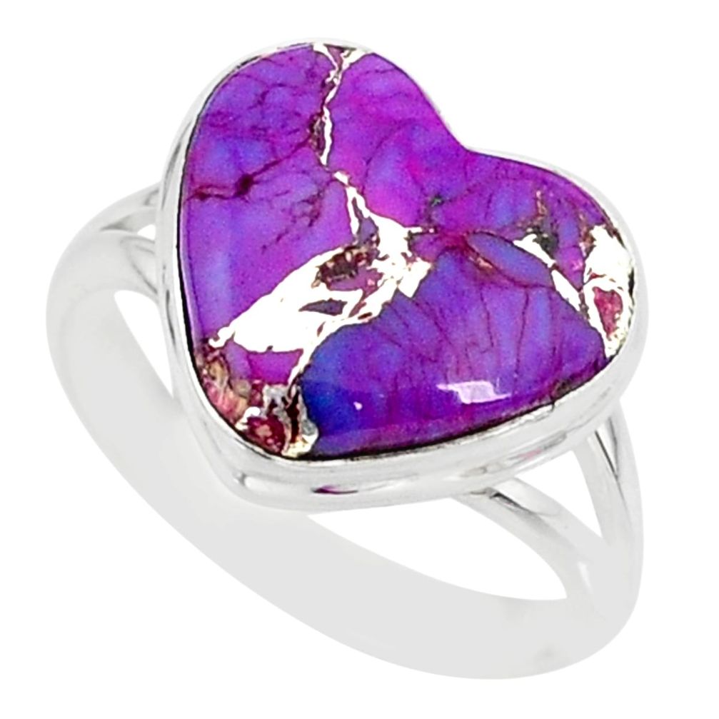 925 silver 8.31cts purple copper turquoise solitaire ring jewelry size 9 r84718