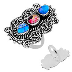 925 silver 6.05cts red rose dahlia kingman ice blue dahlia ring size 9 n49248