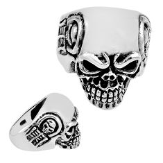 925 silver 11.27gms skull indonesian bali style solid fancy ring size 12 c33806
