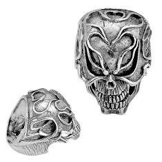925 silver 16.43gms skull indonesian bali style solid fancy ring size 8 c33784