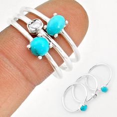 925 silver sleeping beauty turquoise uncut diamond flat 3 ring size 9 y1266