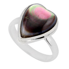 925 silver 8.21cts solitaire abalone paua seashell heart ring size 8.5 y93256