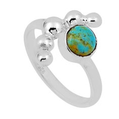 925 silver solitaire arizona mohave turquoise adjustable ring size 7.5 n31394