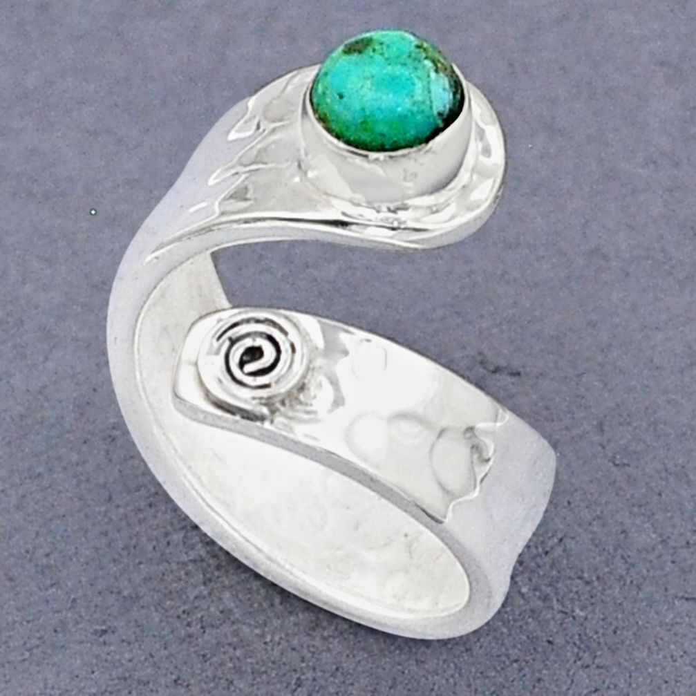 925 silver solitaire arizona mohave turquoise adjustable ring size 6.5 u89497