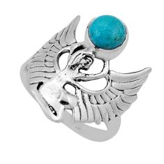925 silver 1.03cts solitaire arizona mohave turquoise angel ring size 8 n44527
