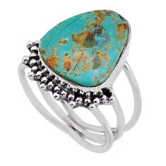 925 silver 8.66cts solitaire arizona mohave turquoise fancy ring size 6.5 n51837