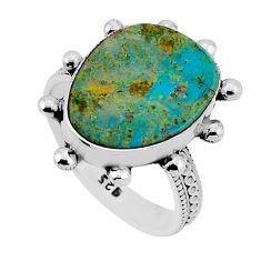 925 silver 6.85cts solitaire arizona mohave turquoise fancy ring size 7.5 n51844