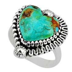 925 silver 11.95cts solitaire arizona mohave turquoise heart ring size 8 y79184