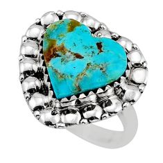 925 silver 8.46cts solitaire arizona mohave turquoise heart ring size 8 y79199