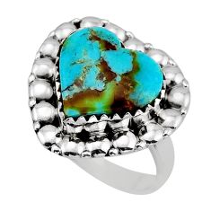 925 silver 8.18cts solitaire arizona mohave turquoise heart ring size 8.5 y79195
